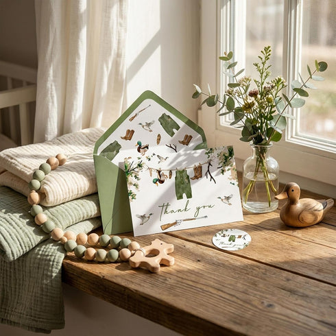 Loyoot 50 Pack Mallard Duck Baby Shower Thank You Cards with Envelopes Stickers, Duck Thank You Notes, Greeting Cards