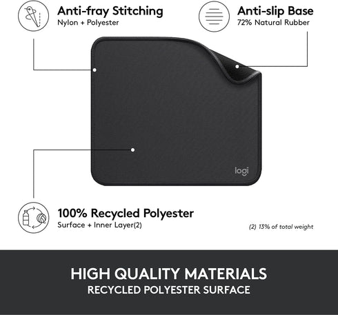 Logitech Mouse Pad - Studio Series, Anti-Slip Rubber Base, Easy Gliding, Graphite