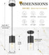 AD-24023-1P-BK Black Pendant Lights Kitchen Island, Modern Hanging Lights Fixtures with Cylinder Clear Glass