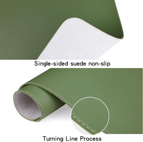 Busnos 47.2" x17" Cute Desk Cover - Mouse Pad, Green Leather Non-Slip Laptop Mat for Desktop