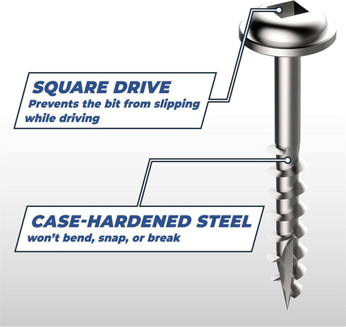 Kreg SML-C250-50 Zinc Pocket-Hole Screws, 2 1/2 Inch, 8 Coarse Thread, Maxi-Loc Head (50 Count)