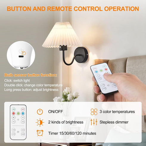 HOJOYRI 2Packs Bulbs E26 Bulb Bulb, 2200mAh/Dimmable/Timer Magic Rechargeable Light with Remote Control, Cordless