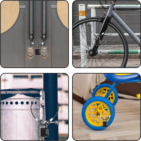 Zelphvt 10 2mm 12 Inch Pcs Stainless Steel Cable with Loops, Vinyl Wire Rope Security Chain Lock Bicycle Security Cable