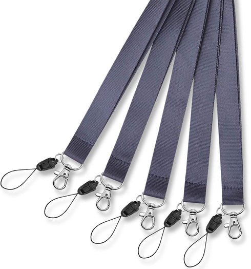 Black Safety Breakaway Lanyards for ID Badges, Holder Keys, Women Men, Cruise Neck Office Card Holder - 5 Pack