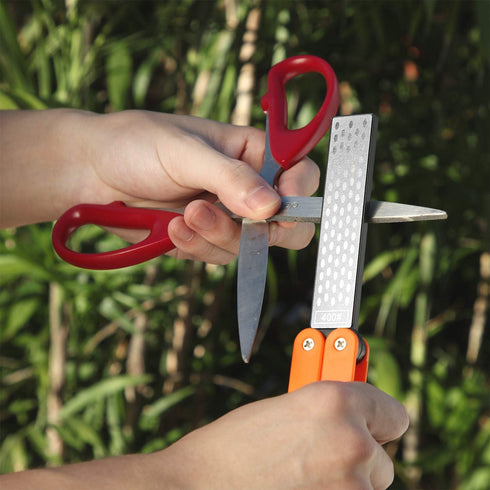 2 Pack Garden Tool Sharpener, Folding Pocket Diamond Knife Sharpener, 400/600 Grit for Outdoor & Kitchen