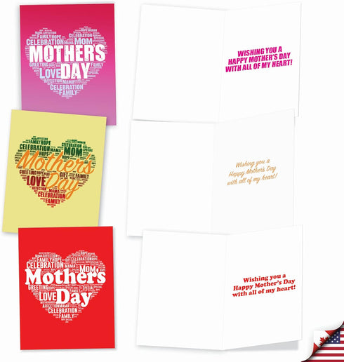 The Best Card Company - 20 Mother's Day Cards Bulk (4 x 5.12 Inch) - Loving Small Note Card Set