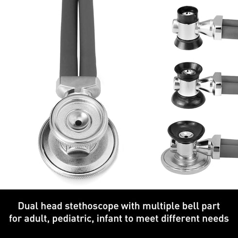 HONSUN Sprague Rappaport Dual Head Stethoscope for Adults & Kids, Classic Cardiology Stethoscope (Gray)