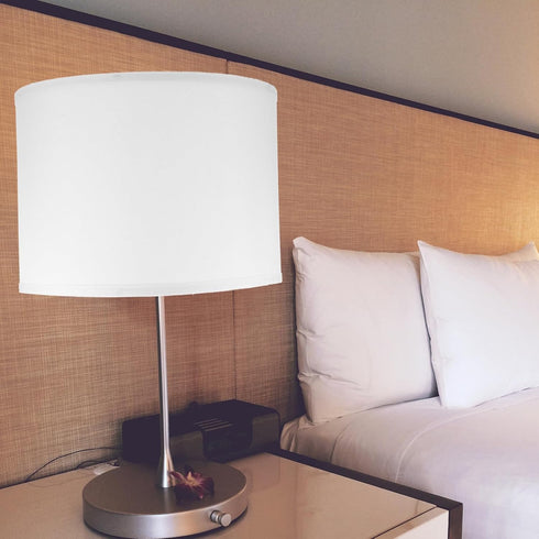 Bulb, (13 inch) Angoily Cloth Lampshade, Drum Lamp Shades, Barrel, Clip on Fabric, Small for Table and Floor Light