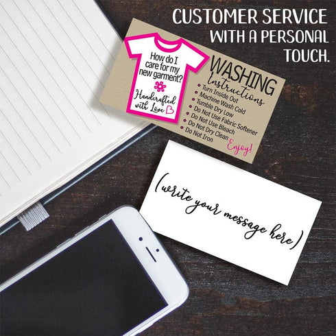 Business Cards - Washing Instructions - 3.5" x 2" Standard - Set of 50 Blank Minimalist Stationery Cards