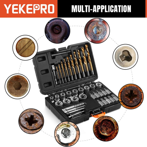40 Set Set, Frozen, T15139 Pcs Bolt & Screw Extractor with Left Hand Cobalt Drill Bit Easy Out Broken Stripped Screw