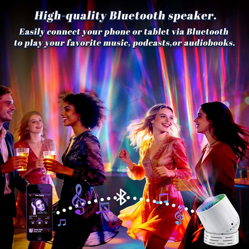 SUNFUCAN 4 Northern Lights Projector Galaxy Projector,with Bluetooth Speaker and White Noise Star Projector, Aurora