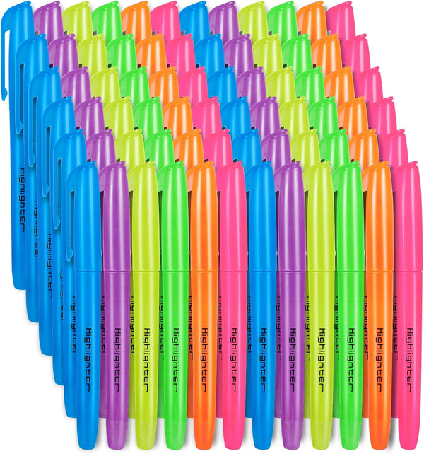 BESARME 60 Pack Highlighters, Bulk Assorted Colors, 6 Colors Fluorescent Highlighters Markers for Home, School, Office