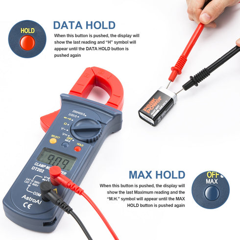 AstroAI Digital Clamp Meter, 2000 Counts, Multimeter Amp Meter with Auto Ranging