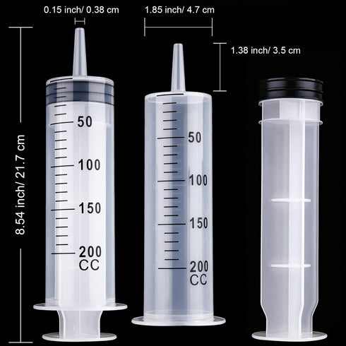 Frienda Large Plastic Syringe 4 Pack Measuring Syringe Tools Dispensing Multiple Uses(200 ml)