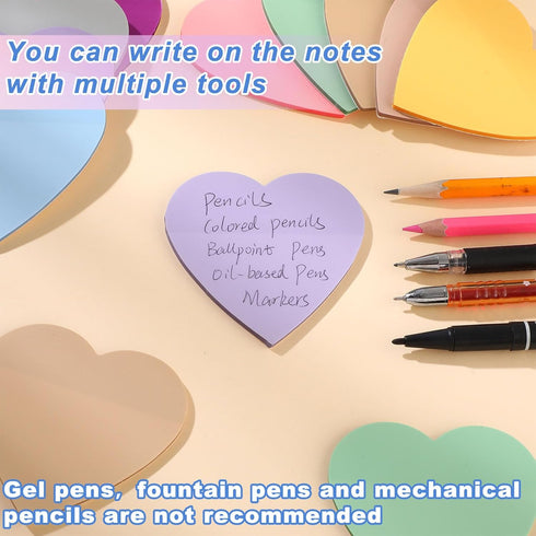 Jetec 900 Sheets Heart Transparent Sticky Notes, 18 Translucent Clear Memo Pad for Office School