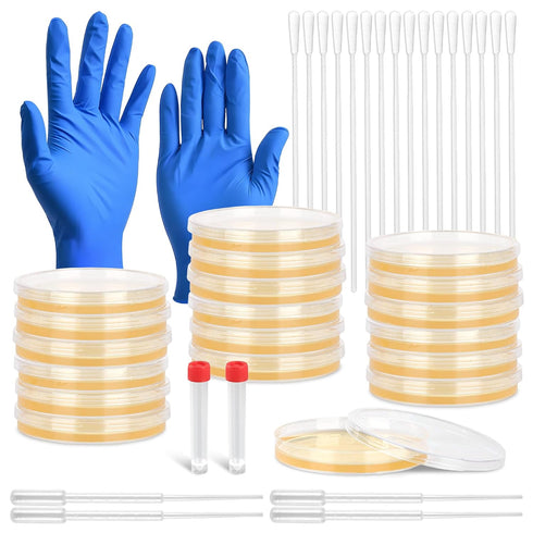 BKSIGA Nutrient Agar Petri Dishes Science Project Kit,16Pcs Nutrient Agar Plates and Cotton