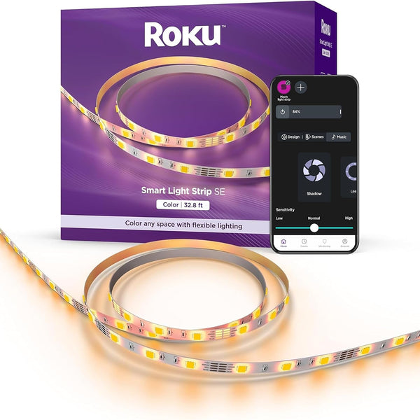 Roku Smart LED Light Strip, 32.8ft - Color Options with Adjustable Brightness
