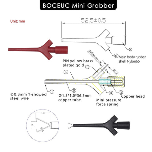 Test Lead Set, Mini Grabber Test Hook Clips Silicone Jumper Wires for Electrical Testing, 60 V, 3A (18PCS)