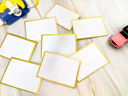 White Pearlescent Paper Envelopes, 3.5 x 5.1 with Gold Border Decoration, Luxurious for Wedding and Party Invitations