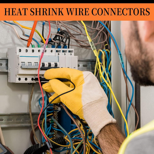 300PCS Heat Shrink Butt Connectors - Red 22-18 AWG, Insulated Waterproof Electrical Wire Connectors