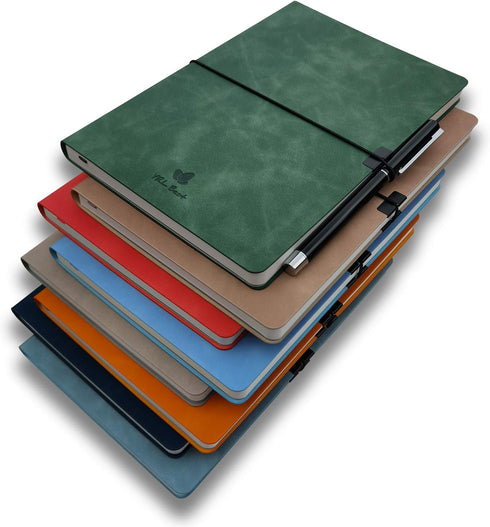 Writing Journal Notebook, A5 5.8x8.3”, College Ruled/Lined, Premium Faux Leather Soft Cover, Green, Inner Pocket,