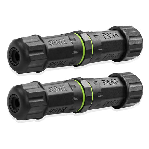 Waterproof Electrical Cable Connector, 3 Pin IP68 Outdoor Coupler for 3.5-10mm Wire Diameter, 2 Pcs