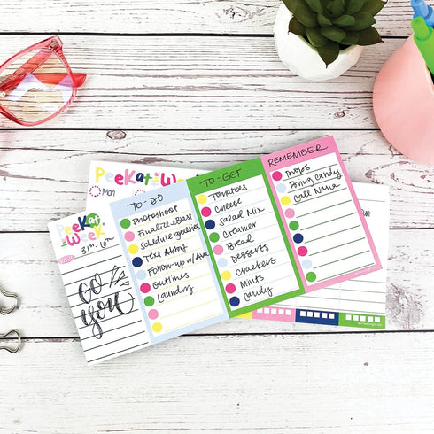 Mini Peek at the Week Planner Pad, Undated 52-week Daily Notepad, Tear-Off Pages, Priority Lists, Checklist Backer