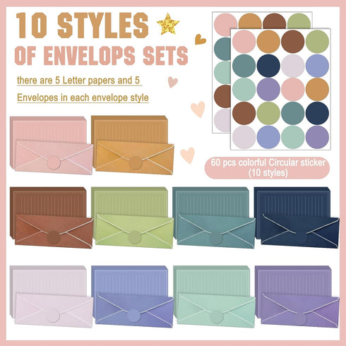 TaoBary 160 Packs Set (50 50 60 10 Design(11 8.5 Inch,Morandi Stationery Paper Double Sided Stationery Writing Papers