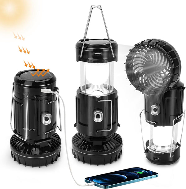 2024 Upgrade Solar Powered Camping Lantern with Fan - Stay Cool and Well-Lit During Outdoor Adventures with This