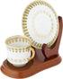 Bard's Elevated Saucer Walnut MDF Cup and Saucer Stand, 4" H x 4.25" W x 6" D