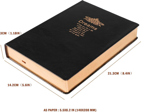 Lined Journal Notebook, A5 Black Faux Leather Cover, 100Gsm Premium Thick Papers with Golden Rim, 416 Pages