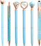 Fancy Pens for Women, 6 Pcs Blue Ballpoint Pens, 1.0mm Medium Point Black Ink for Note Taking