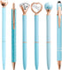 Fancy Pens for Women, 6 Pcs Blue Ballpoint Pens, 1.0mm Medium Point Black Ink for Note Taking