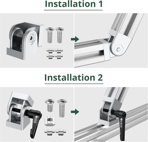 JiGiU 2 Pcs Die-Cast Zinc Alloy Pivot Joint for 3030 Series Aluminium Profile Extrusion, 180° Adjustable Brackets