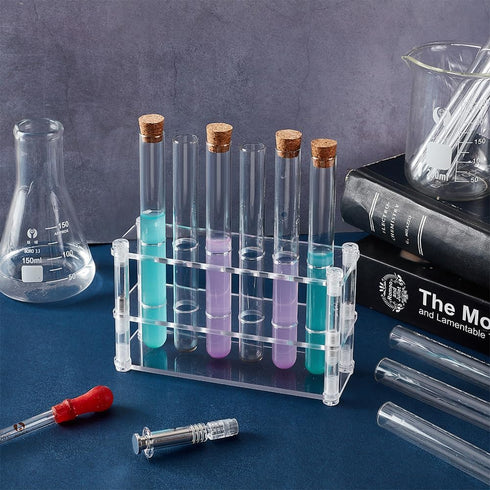 OLYCRAFT 12 Pcs Glass Test Tubes with Rack, Clear Test Tubes with Acrylic Holder