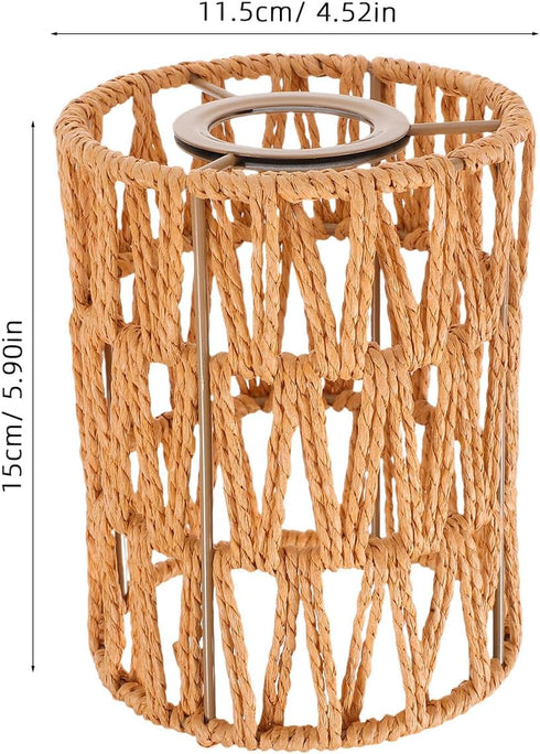 E27 4cm ABOOFAN Cylinder Lamp Shade Paper Rope Material, Fitter Khaki Faux Rattan Lampshade for Pendant Light, Wall