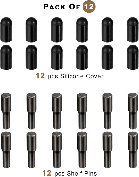 whitesnow 12pcs 1/4 Inch 5mm Metal Dual Diameter Shelf Pegs Pins Replacement Kitchen Cabinet Shelves Support Holders