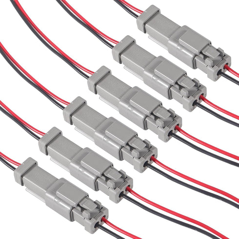 AITRIP 6 Kit 2Pin Way Electrical Wire Connector, 2Way DT Automotive Waterproof Male Female Plug