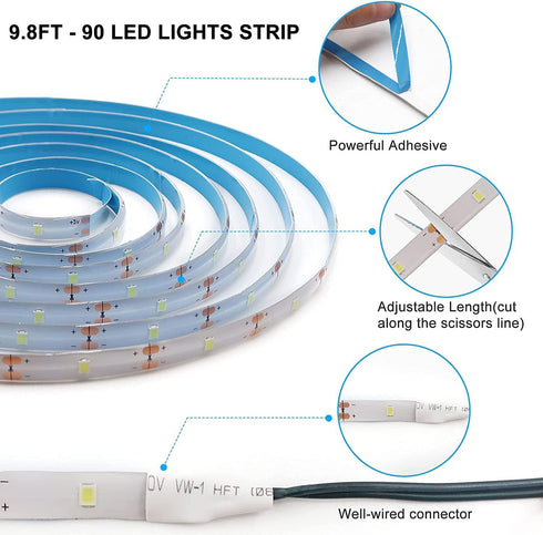 9.8 90 Dimmable, LED Strip Lights Battery Operated, Ft LED Led Strip Lights with Remote Timer Waterproof Flexible