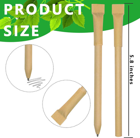 Kraft Paper Barrel Writing Pen, Eco-Friendly Pens, Cardboard Pens - Black Ink