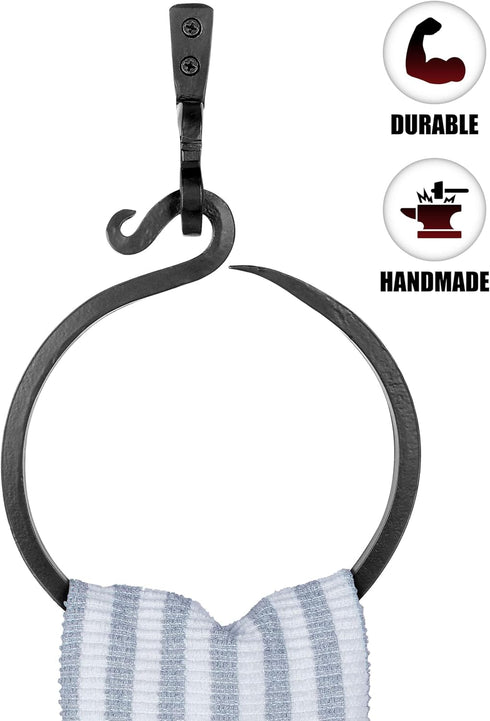 Wrought Iron Towel Ring - Handmade Towel Rack, A Touch Of Artisanal Charm To Your Kitchen Or Bathroom