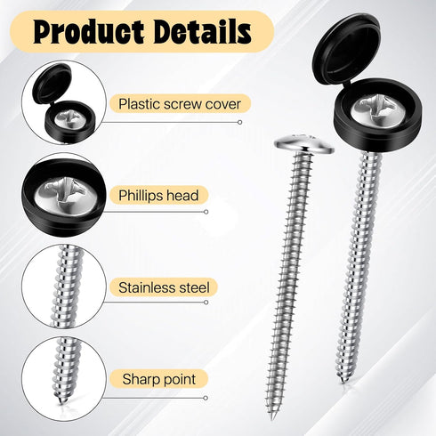 Worldity 50 Set 3 Inch M5 Shutter Screws with Caps, Pan Head Shutter Fasteners, Stainless Steel Shutters for Windows