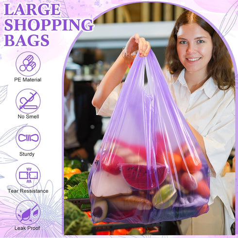 Dunzoom 180 17"x8"x29" 18 Pcs Large Plastic Shopping Bags with Handles Bulk, Jumbo T-shirt Bags Mic Thick for Grocery