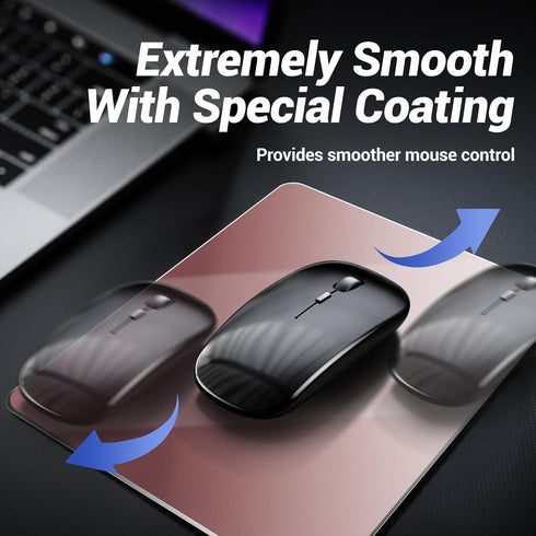 HONKID Metal Aluminum Mouse Pad in Pink, Thin Hard Waterproof Mouse Mat for Laptop and PC