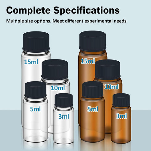 100pcs 0.5 Oz/15ml Clear Glass Vials, Sample Vials with Screw Cap and PE Liners Stopper, Leak-Proof for Storage Liquid