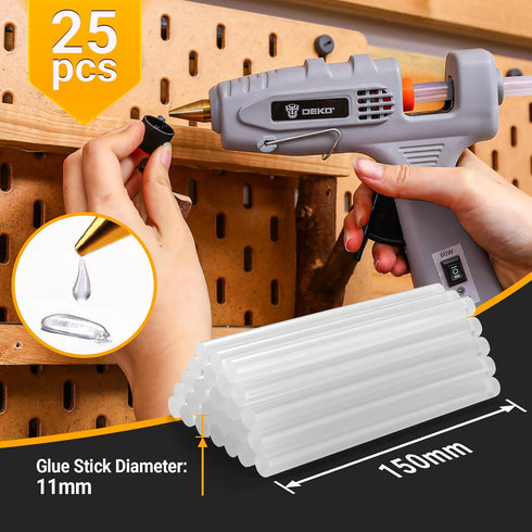 60/100Watt 25 Set Hot Glue Gun Full Size: DEKOPRO Dual Temp Hot Glue Gun Kit with Glue Sticks, Organize Storage Case