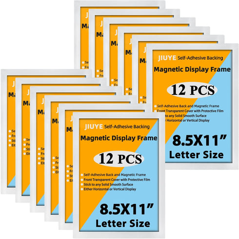 JIUYE 8.5x11 Magnetic Sign Holder,Self-Adhesive Magnetic Frames,Wall Mount Picture Display Frame with Magnet