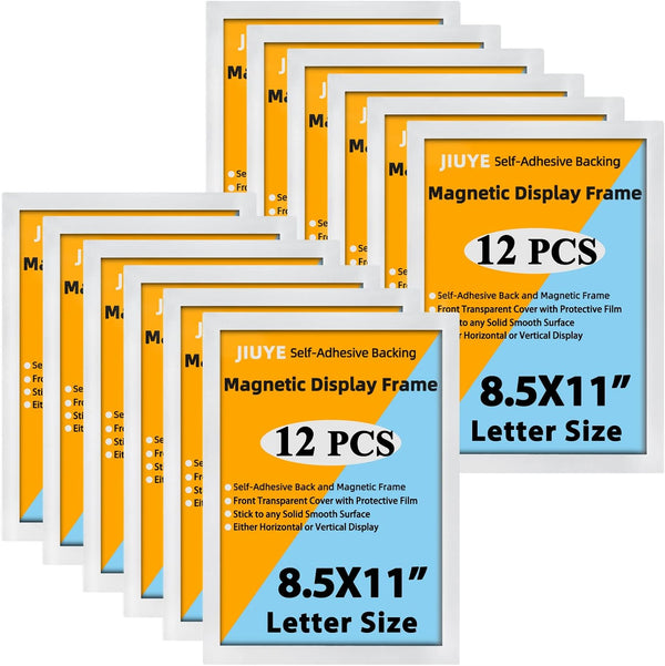 JIUYE 8.5x11 Magnetic Sign Holder,Self-Adhesive Magnetic Frames,Wall Mount Picture Display Frame with Magnet