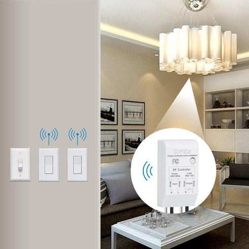 300ft (2 1 Wireless Light Switch and Receiver Kit, Ortis RF Range Wireless Wall Switches for Lights, Fans, Battery