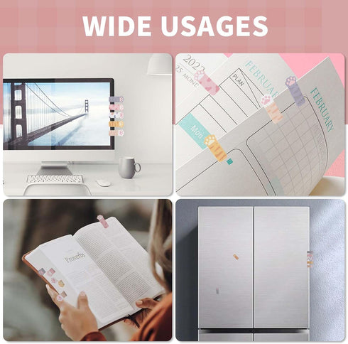 cobee 360 Sheets Cute Animals Sticker Bookmarks, 3 Packs Cat Paw Memo Pad, Sticky Notes & Page Markers